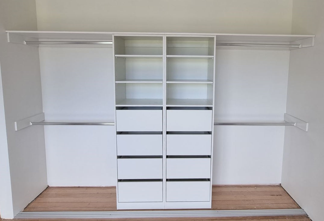 White Melamine Cabinetry Design B - DIY Kit - Double Drawer Tower