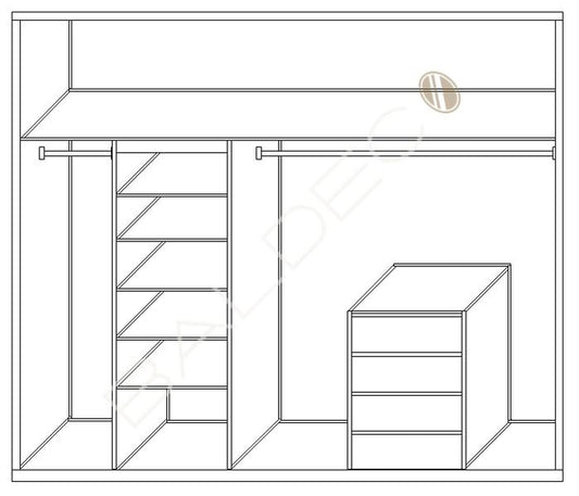 White Melamine Cabinetry Design J - DIY Kit - Shelf Tower / Lowboy Drawers Combo